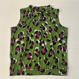 Worthington Green and Purple Leopard Print Blouse